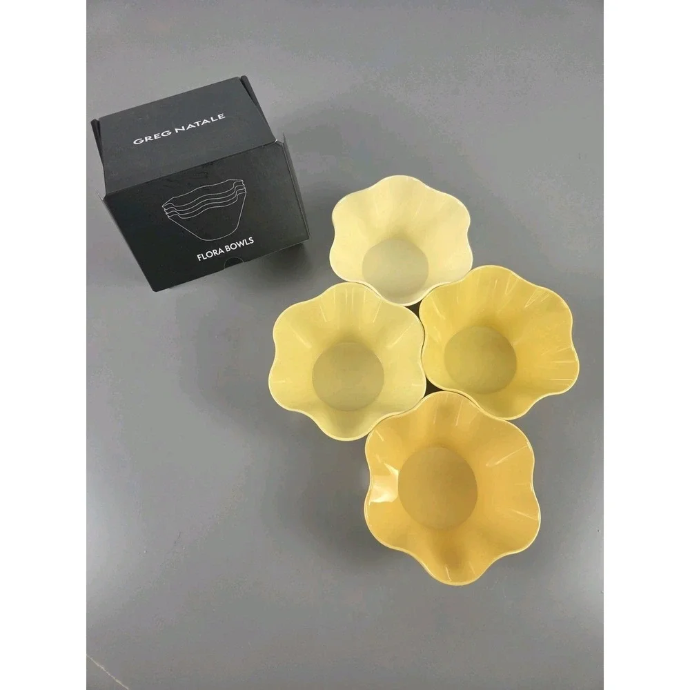 Greg Natale Melamine Floral Yellow Ombre Bowls 6 Inches Set of 4